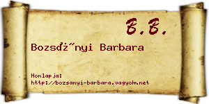 Bozsányi Barbara névjegykártya