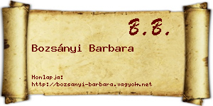 Bozsányi Barbara névjegykártya